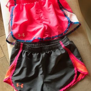 2 Pairs of Under Armour  Dri Fit Shorts Girls M